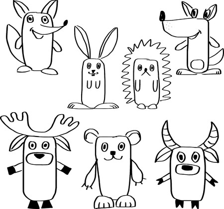Drawing of forest animalsのイラスト素材