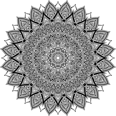 Mandala pattern black and white Vector illustrationのイラスト素材