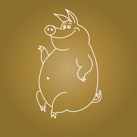 happy pig doodle Sketch colorのイラスト素材