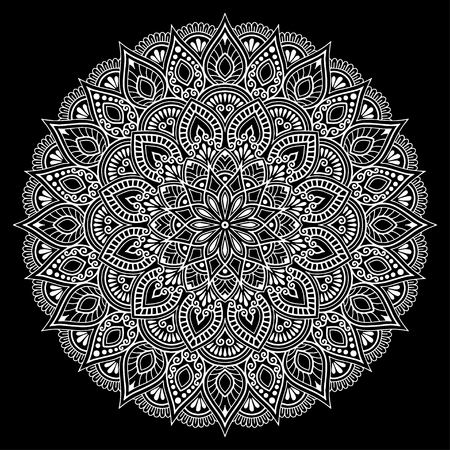 Mandala pattern white doodles sketch good moodのイラスト素材
