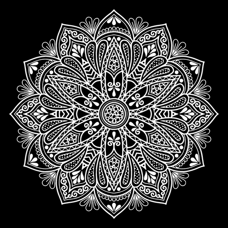 Mandala pattern white doodles sketch good moodのイラスト素材