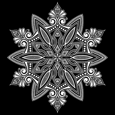 Mandala pattern white doodles sketch good moodのイラスト素材