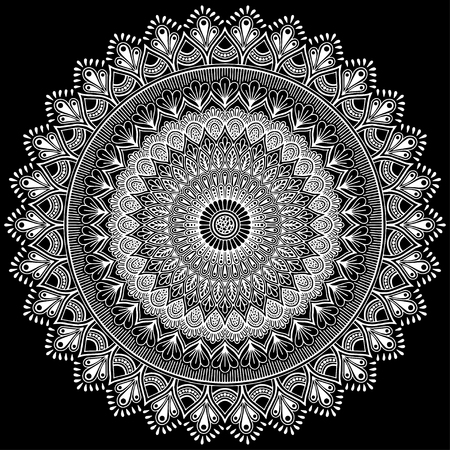 Mandala pattern white doodles sketch good moodのイラスト素材