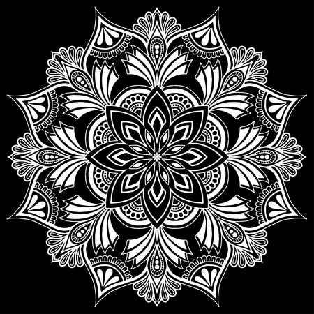 Mandala pattern white doodles sketch good moodのイラスト素材