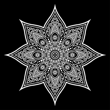 Mandala pattern white doodles sketch good moodのイラスト素材