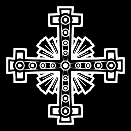 Cross doodle sketch black and whiteのイラスト素材
