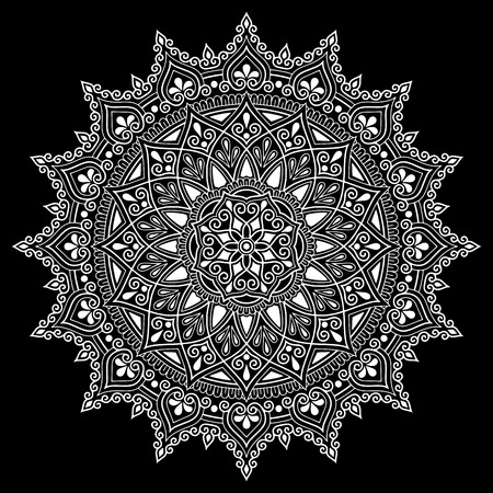 Mandala pattern white doodles sketchのイラスト素材