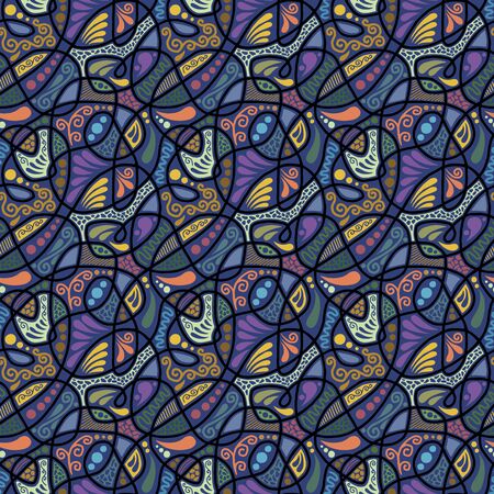 Abstract patterns seamless color doodle Sketch. Good for creative and greeting cards, posters, flyers, banners and covers.のイラスト素材