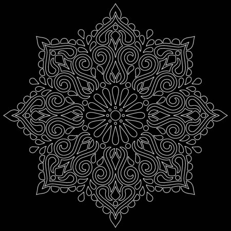 Mandala pattern white doodles sketch good moodのイラスト素材
