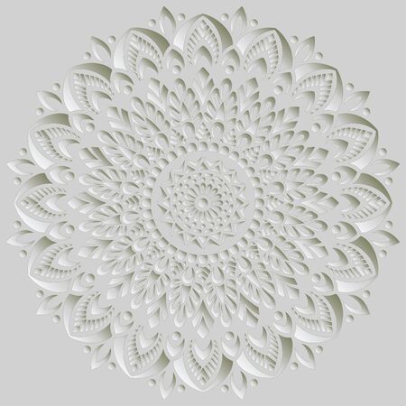 Mandala pattern white 3D gradient good mood. Good for creative and greeting cards, posters, flyers, banners and coversのイラスト素材