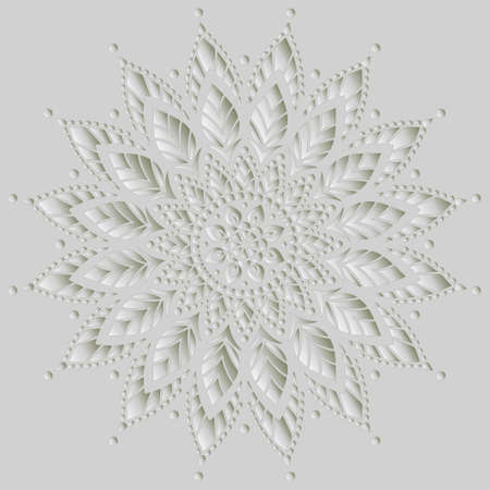 Mandala pattern white 3D gradient good mood. Good for creative and greeting cards, posters, flyers, banners and coversのイラスト素材