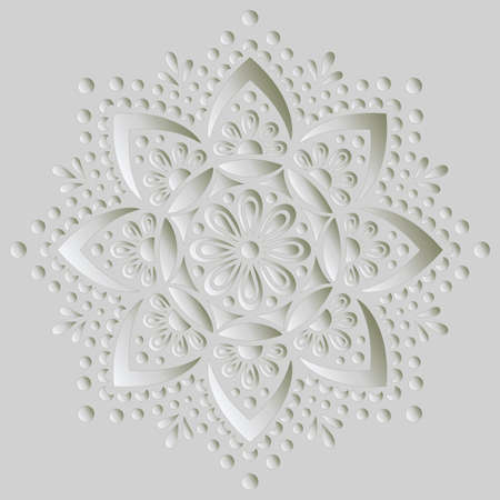 Mandala pattern white 3D gradient good mood. Good for creative and greeting cards, posters, flyers, banners and coversのイラスト素材