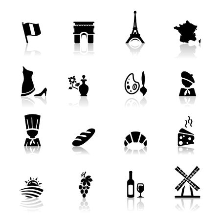 Icons set French Cuisine and culture 	のイラスト素材