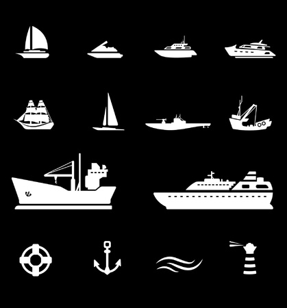 Boats Icons set White series のイラスト素材