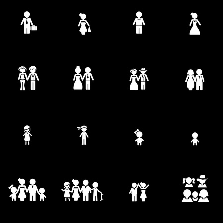 People and family Icons set White series のイラスト素材