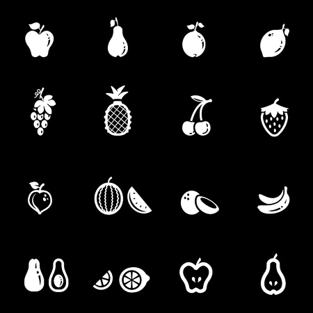 Fruits Icons set White series のイラスト素材