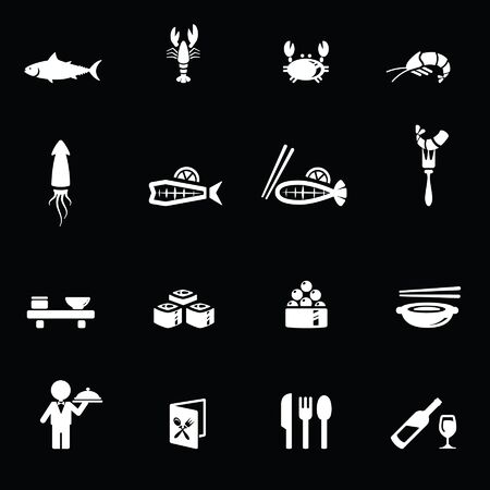 Sea food Icons set White series のイラスト素材