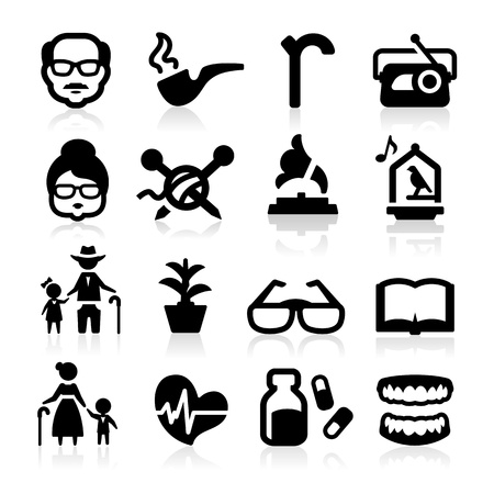 Senior lifestyle Icons set elegant seriesのイラスト素材