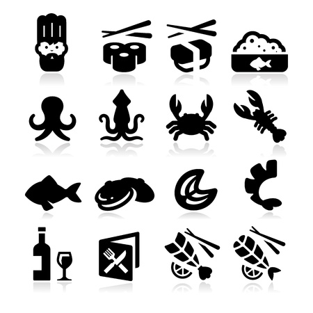 Seafood Iconsのイラスト素材