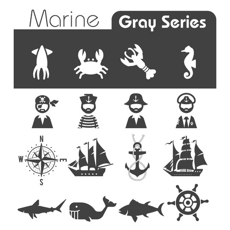 Marine Icons Gray seriesのイラスト素材