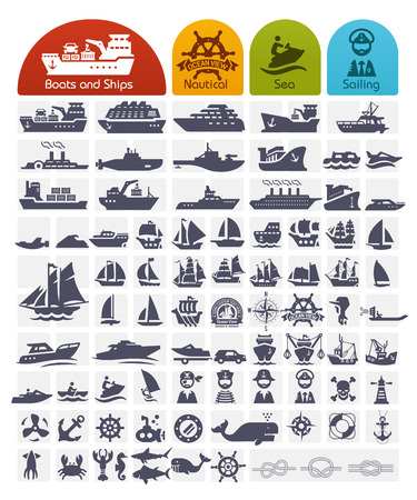 Ships and Boats Icons Bulk series -  over 80 high quality iconsのイラスト素材