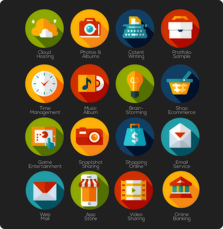 Set of Flat Icons and app Iconsのイラスト素材