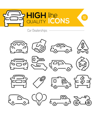 Car Dealerships line iconsのイラスト素材