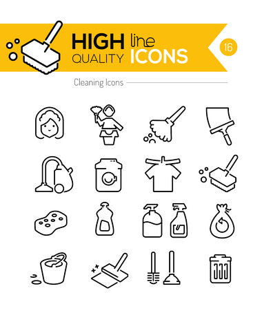 Cleaning Line Iconsのイラスト素材