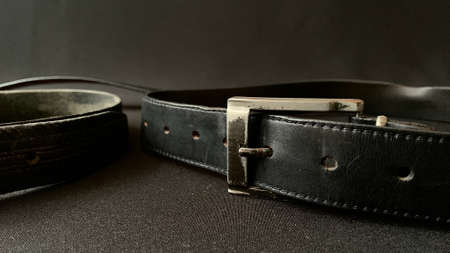 Used Black Leather Pant Belt Patterned Material Classic Costume Accessories