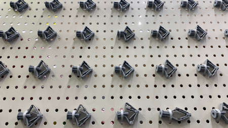 Large warehouse with self-tapping screws, nails, construction screws, metal and plastic plasterboard dowelsの写真素材
