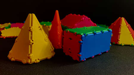 Educational colored plastic constructor for children, teaching a child with a game for motor skills