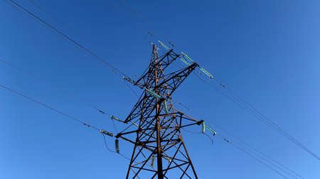 Power lines under high voltage within the city