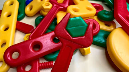 Large plastic construction set in bright colors for children's development