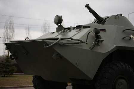 Kursk, Russia - 04/03/2022: Park of military equipment of the Great Patriotic War Patriot. Exhibits...