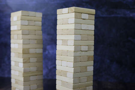 Board game with wooden bricks. block game, wooden tower for playing with friends