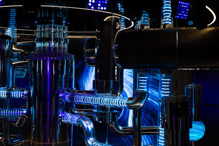 Model of a nuclear reactor to demonstrate the creation of energy from radioactive particlesの写真素材