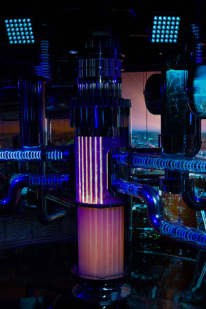 Model of a nuclear reactor center to demonstrate energy creation processesの写真素材