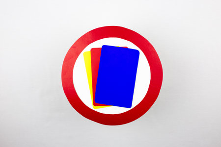 Protest against the new blue card in footballの写真素材