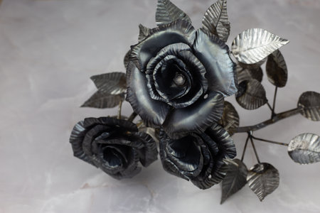 Metal roses decoration for the world holiday rose dayの写真素材