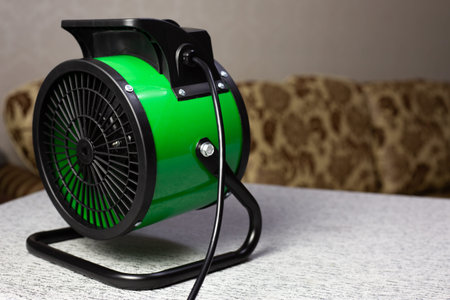 Fan powered heater heats room with stream of hot air. This helps warm the room and improves winter...