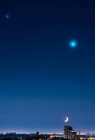 Jupiter, Venus and the Moonの写真素材