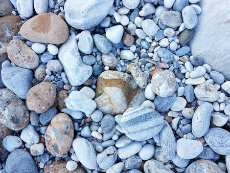 Blue Pebbles on Pebble Beachの写真素材