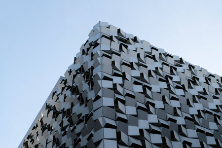 Modern Faceted Building / Car Parkの写真素材