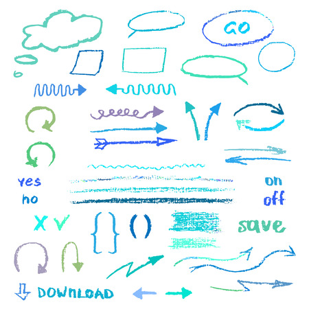 Set of hand drawn pensil elements.のイラスト素材