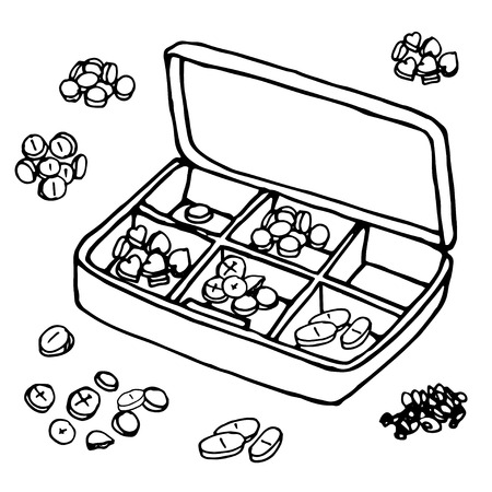 vector Illustration box to receive prescription pills, drugs, vector. dosageのイラスト素材