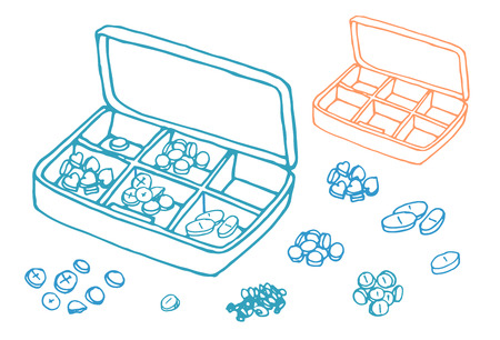 vector Illustration box to receive prescription pills, drugs, vector. dosageのイラスト素材