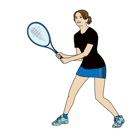 vector illustration of a girl playing tennis athletesのイラスト素材