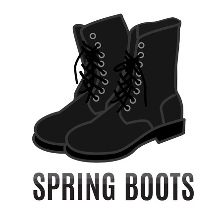 vector cartoon black army style spring bootsのイラスト素材