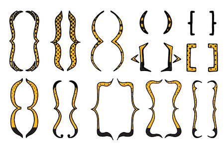 vintage colored brackets hand drawn vector setのイラスト素材