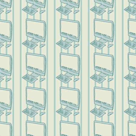 Modern stylish personal computer, vector illustration, background, seamless patternのイラスト素材